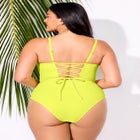 Underwire Lace Up One Piece Swimsuit image number null