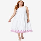 Sleeveless Eyelet Poplin Dress image number null