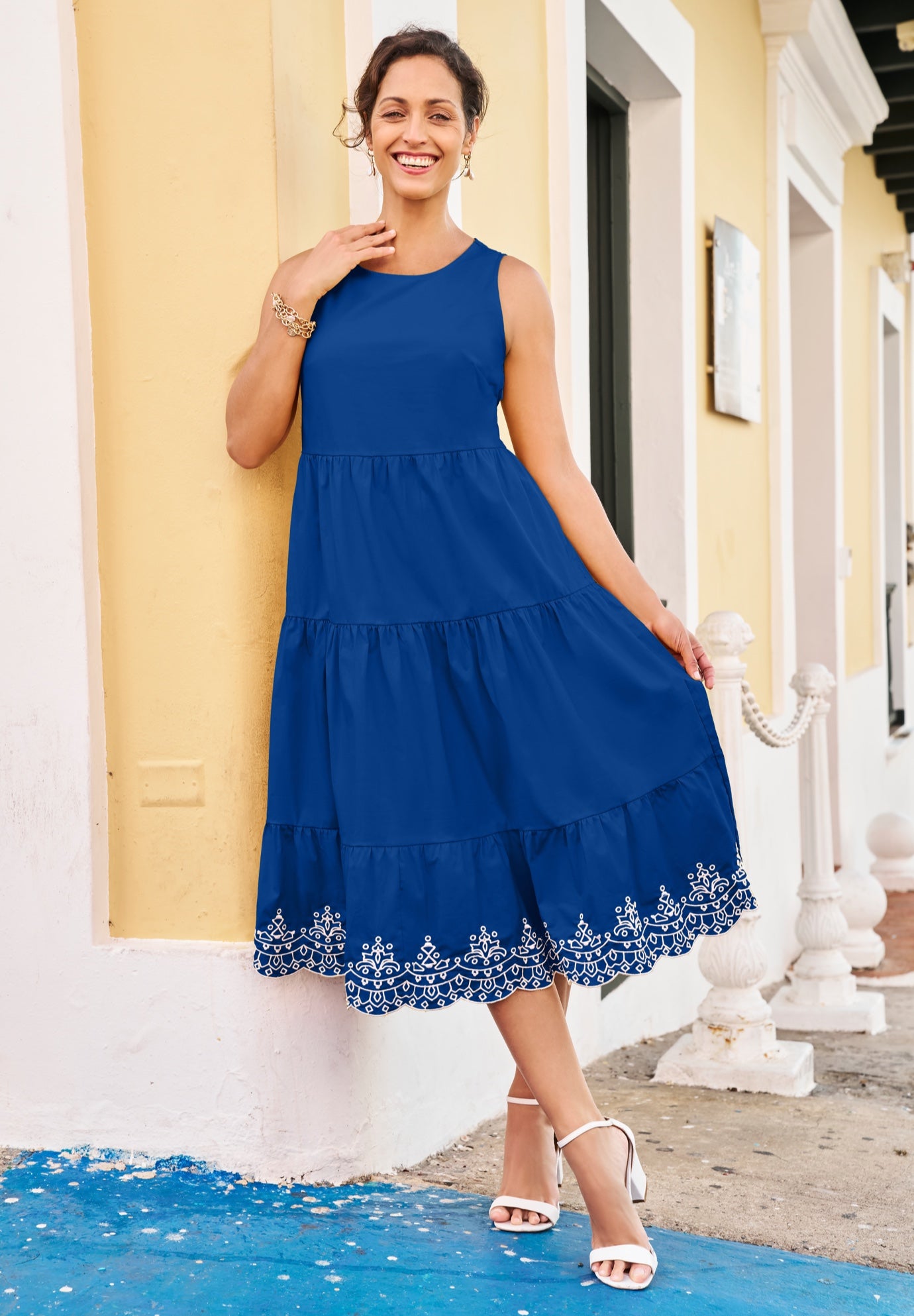 Sleeveless Eyelet Poplin Dress image number 0