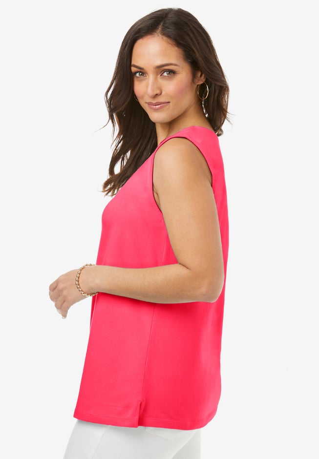 Stretch Cotton Square Neck Tank image number 2