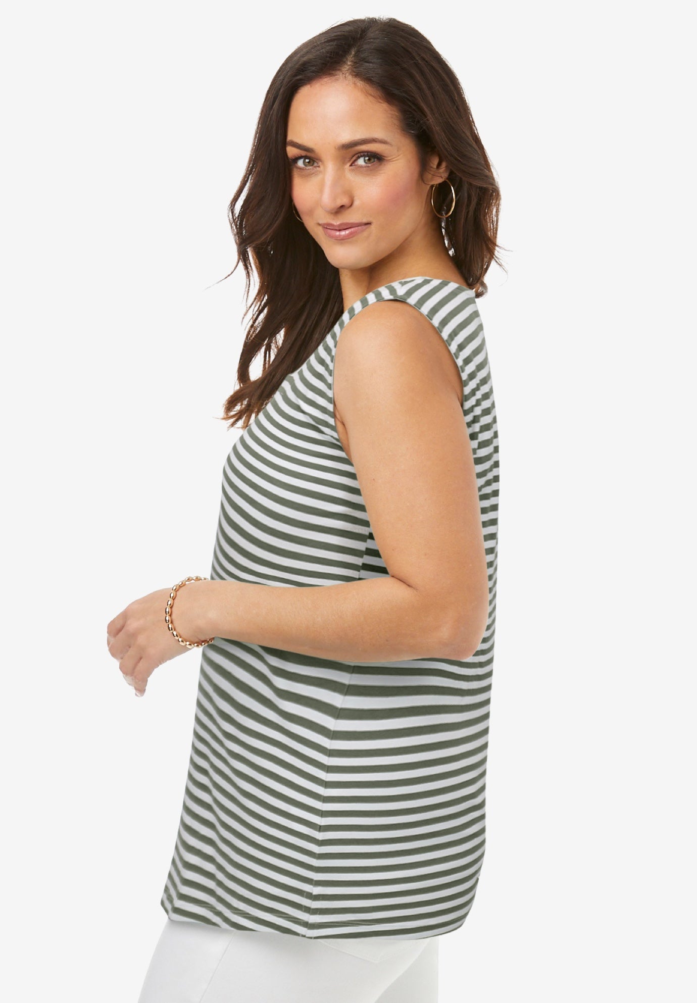 Stretch Cotton Square Neck Tank image number 2