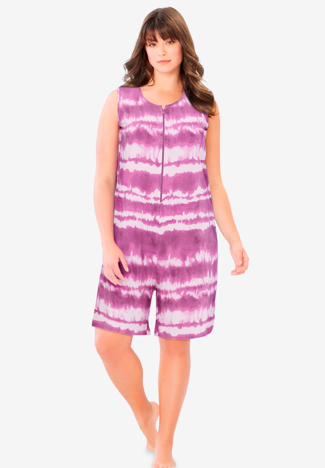 Zip-Front Terry Romper image number 0