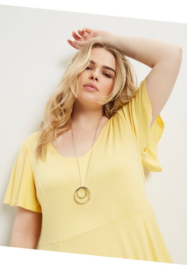 Flutter-Sleeve Peplum Tee image number 3