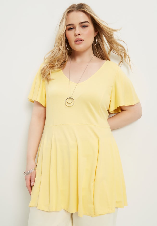 Flutter-Sleeve Peplum Tee image number 4