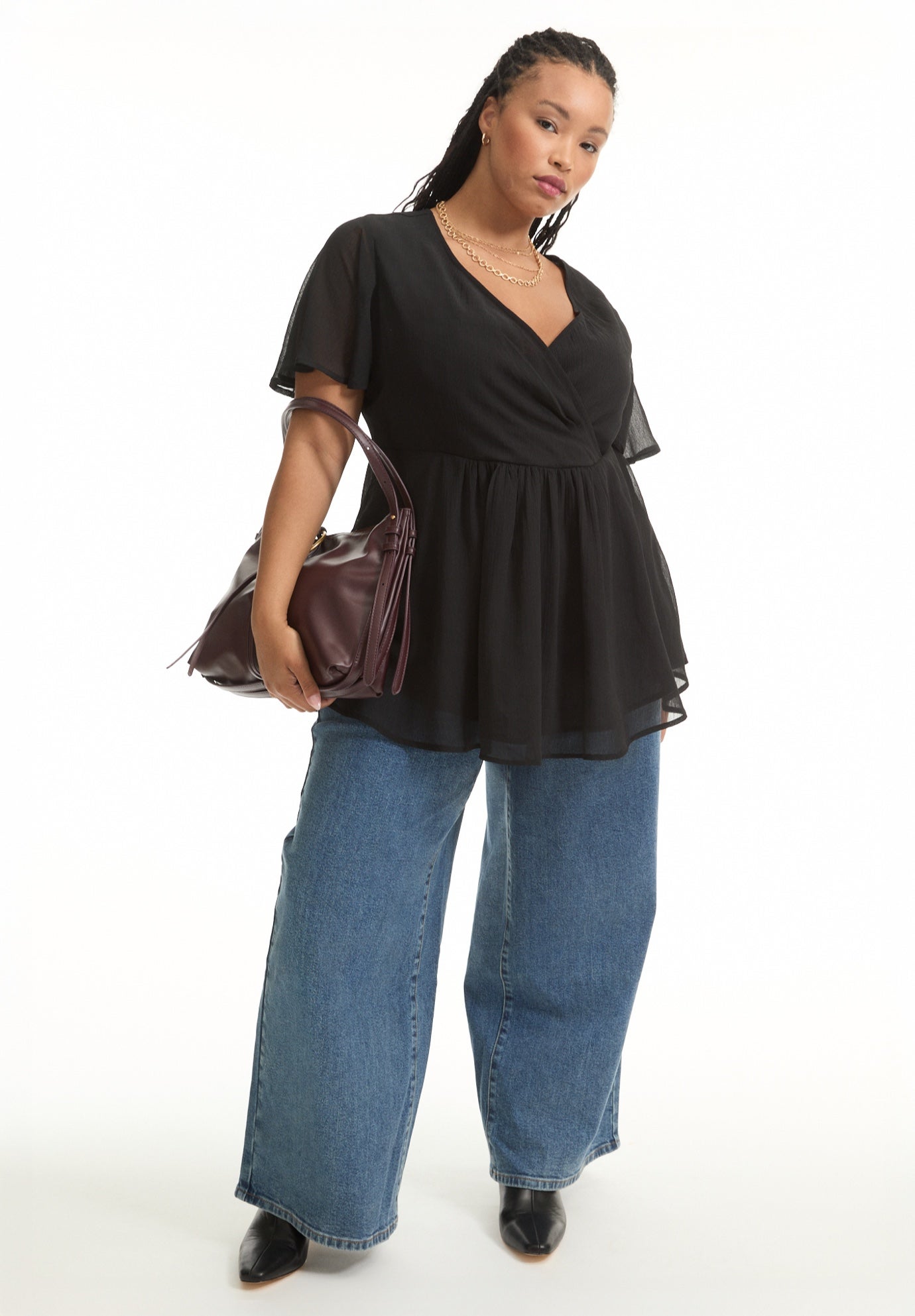 Faux Wrap Fit-and-Flare Top image number 0