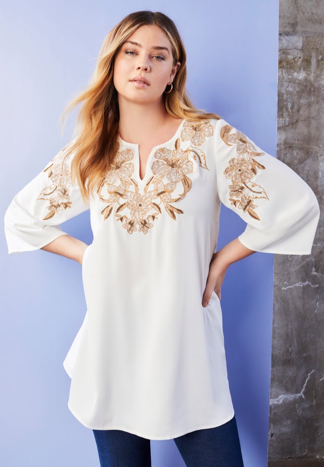 Floral-Embellished Georgette Top image number 0