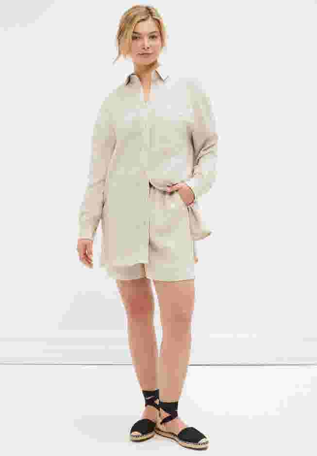 Linen-Blend Elastic Waist Shorts image number 2
