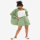 Linen-Blend Elastic Waist Shorts image number null