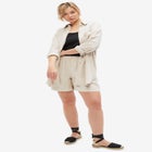 Linen-Blend Elastic Waist Shorts image number null