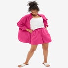 Linen-Blend Elastic Waist Shorts image number null