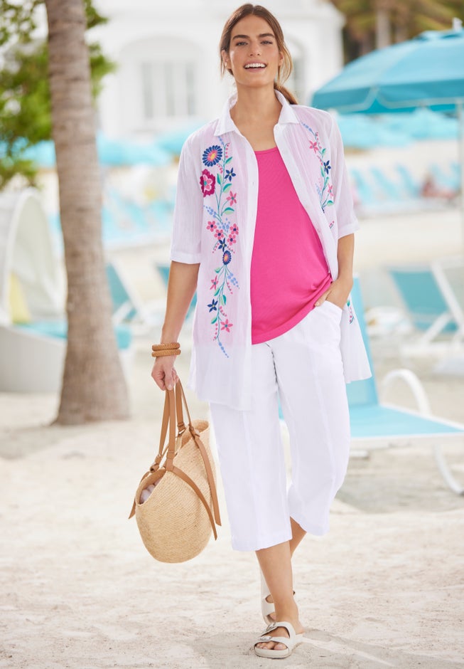 Embroidered Gauze Shirt image number 4