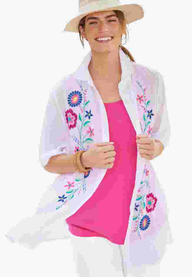 Embroidered Gauze Shirt image number 4