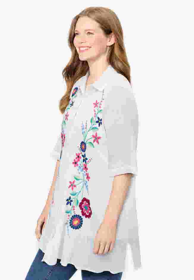 Embroidered Gauze Shirt image number 2