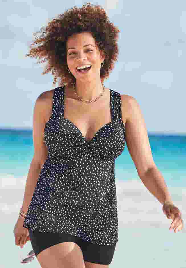 Longer Length Twist Front Tankini Top image number 0