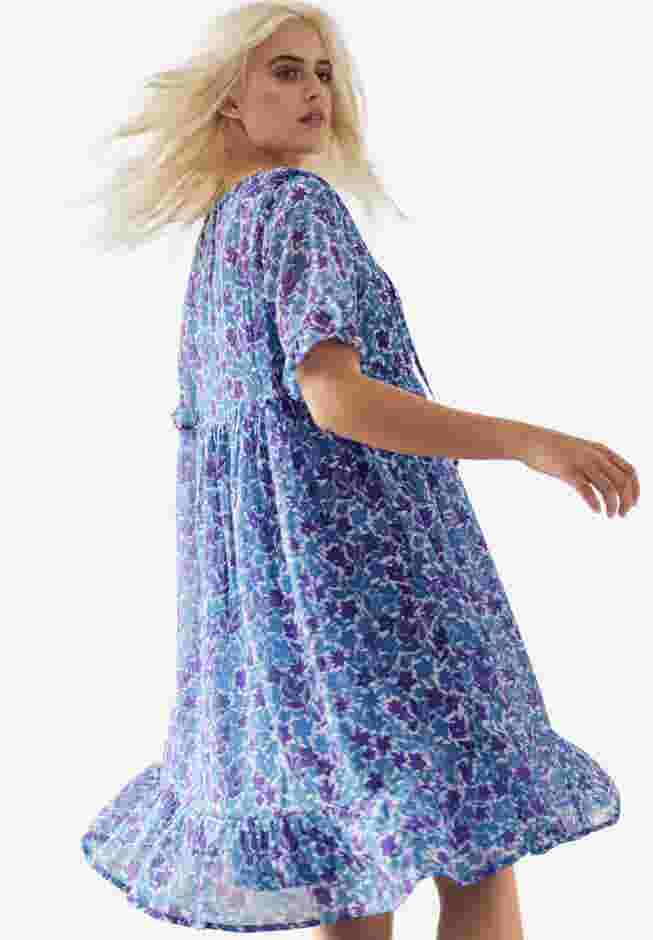 Sheer Ruffle Trim Dress With Keyhole Neckline image number 1
