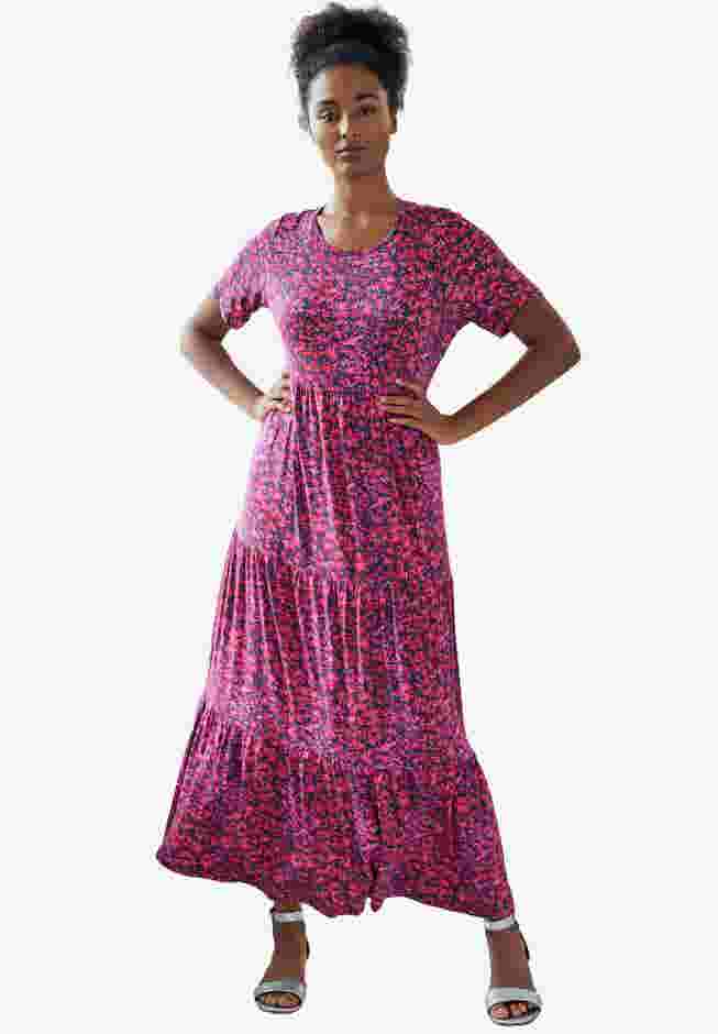 Short Sleeve Tiered Maxi Dress image number 0