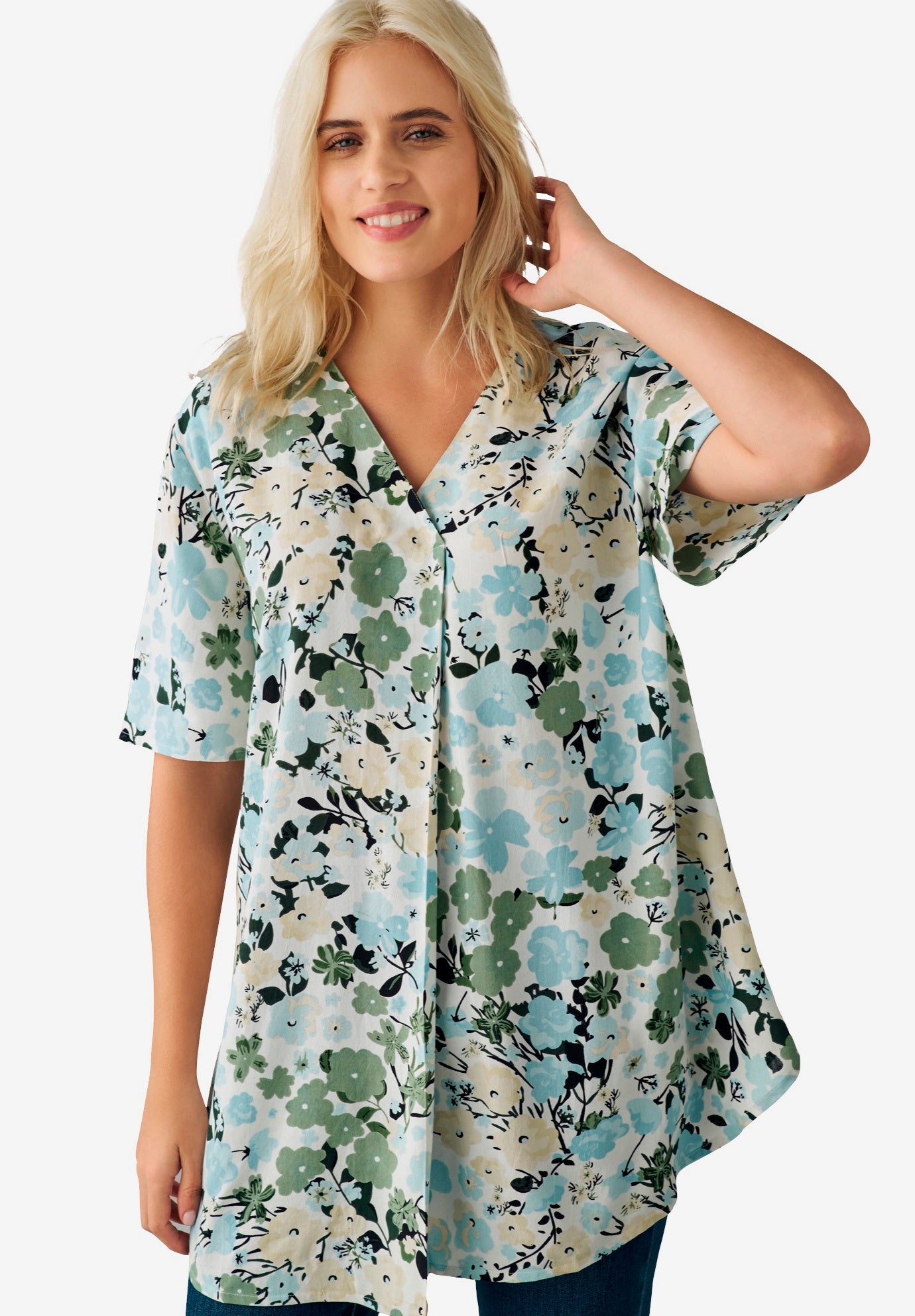 Short Sleeve Inverted Pleat Tunic image number 0