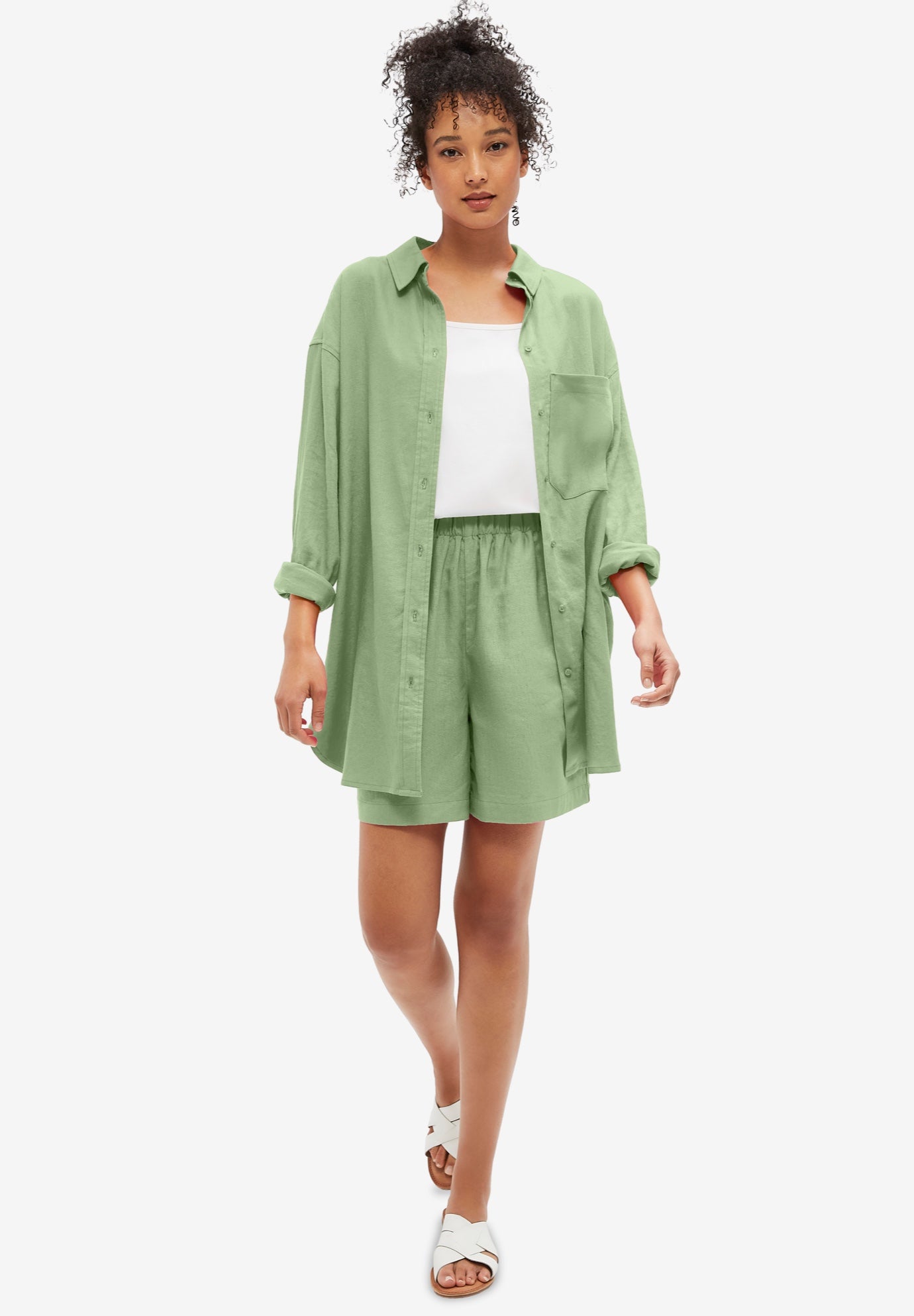 Oversized Linen-Blend Boyfriend Shirt image number 0