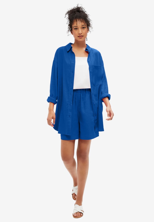 Oversized Linen-Blend Boyfriend Shirt image number 0