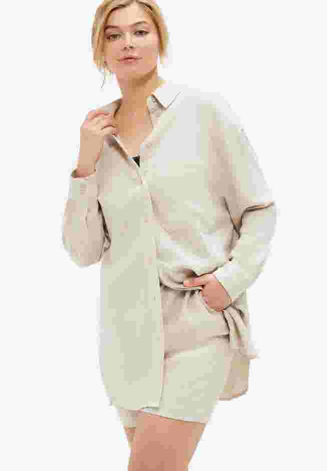 Oversized Linen-Blend Boyfriend Shirt image number 0