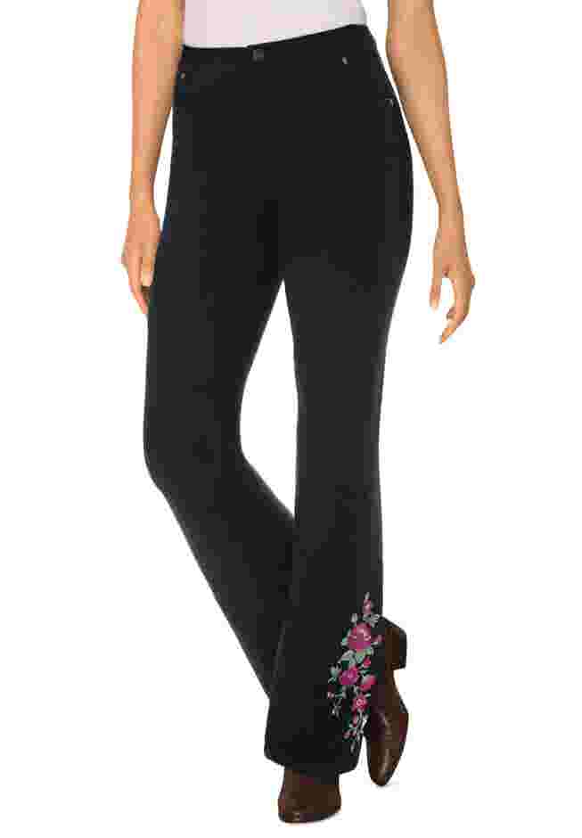 Womens Plus-Size Stretch Denim Five-Pocket Bootcut Jeans image number 0