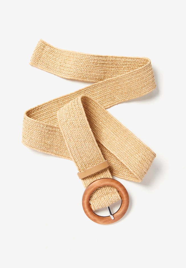 Woven Straw and Wood Belt image number null