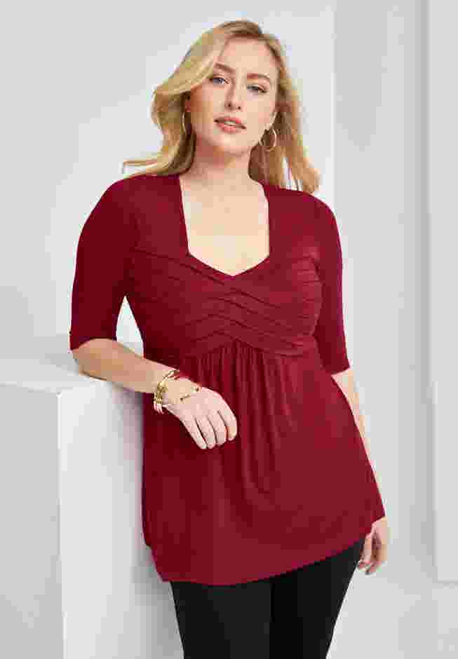 Stretch Knit Pleated Tunic image number 2
