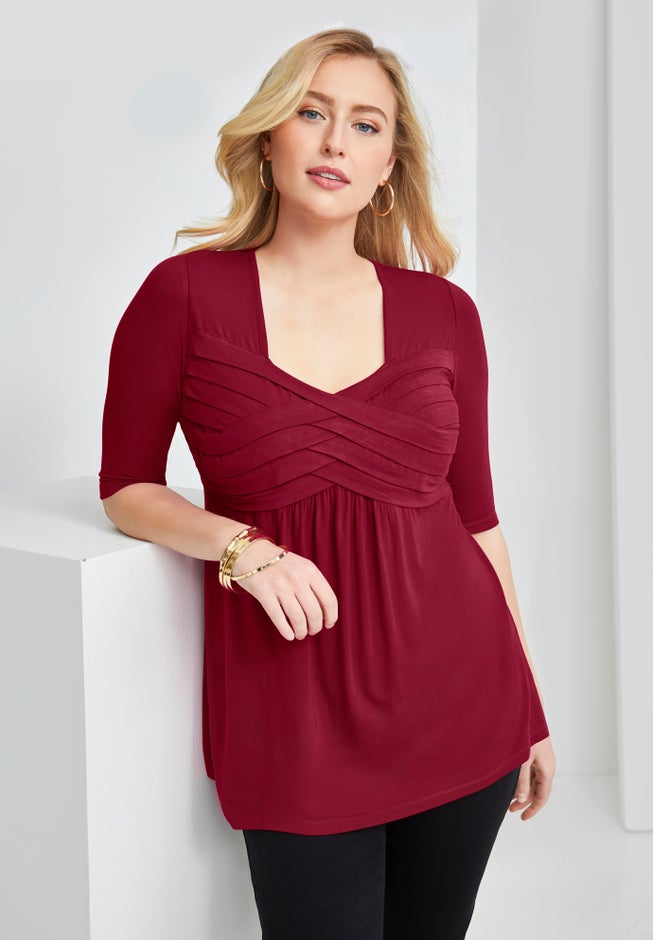 Stretch Knit Pleated Tunic image number 1