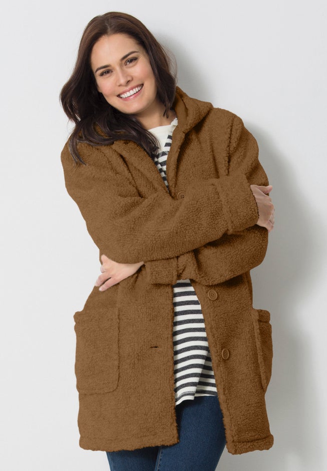 Short Hooded Berber Fleece Jacket image number 0