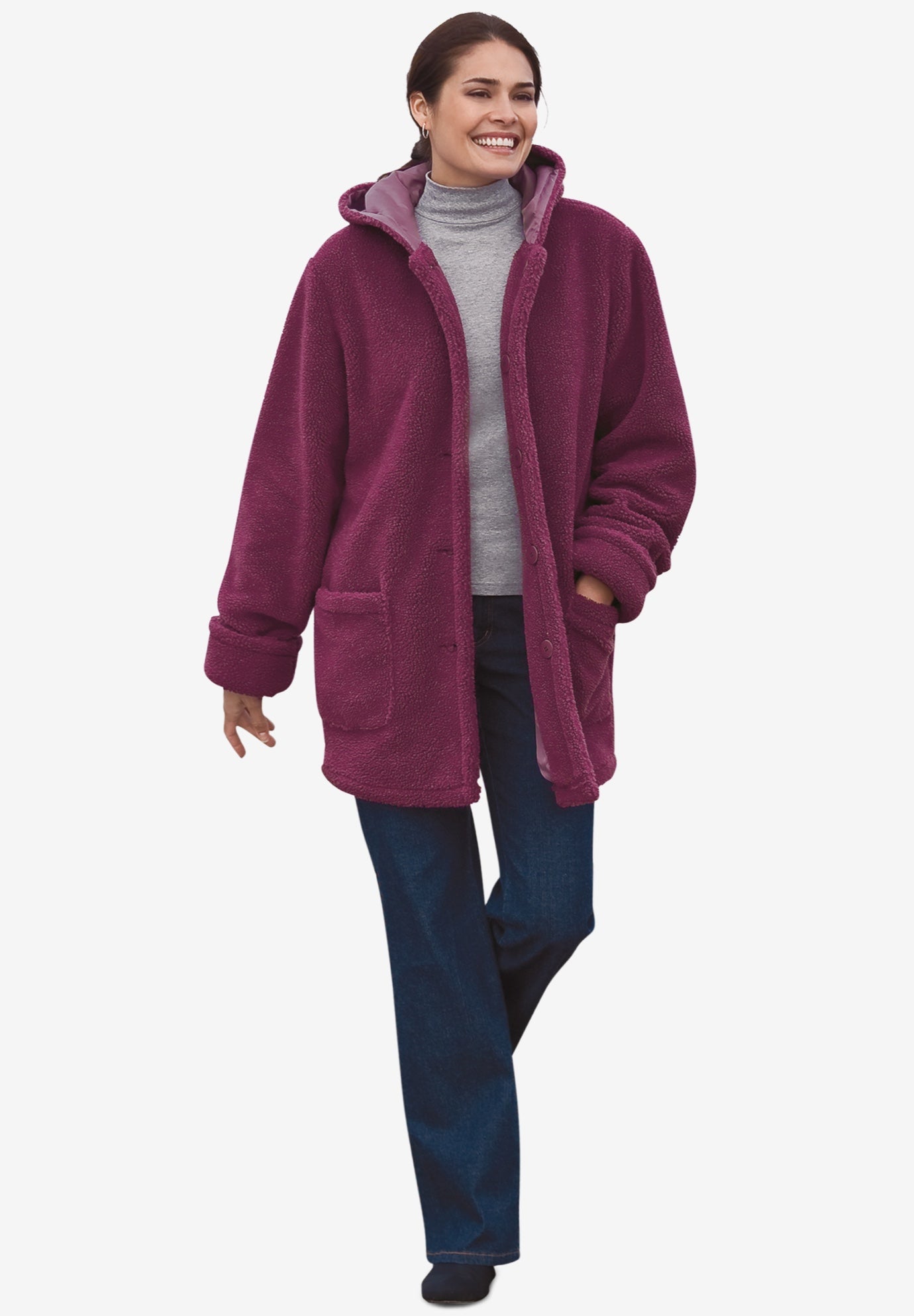 Short Hooded Berber Fleece Jacket image number 0