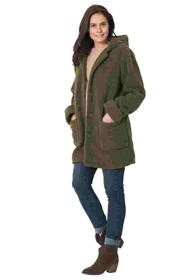 Short Hooded Berber Fleece Jacket image number 0