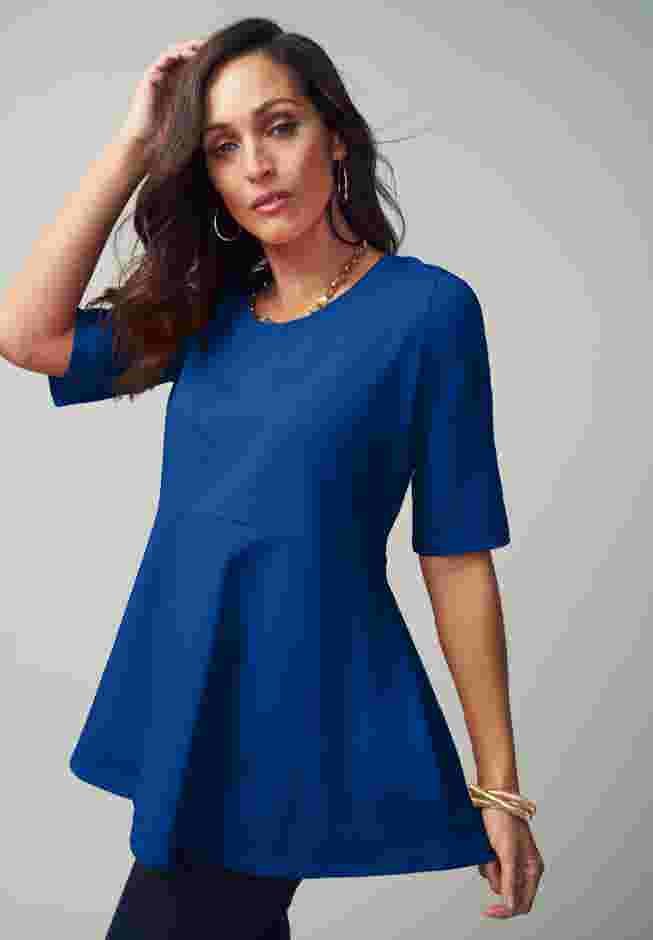 Stretch Cotton Peplum Tunic image number 0