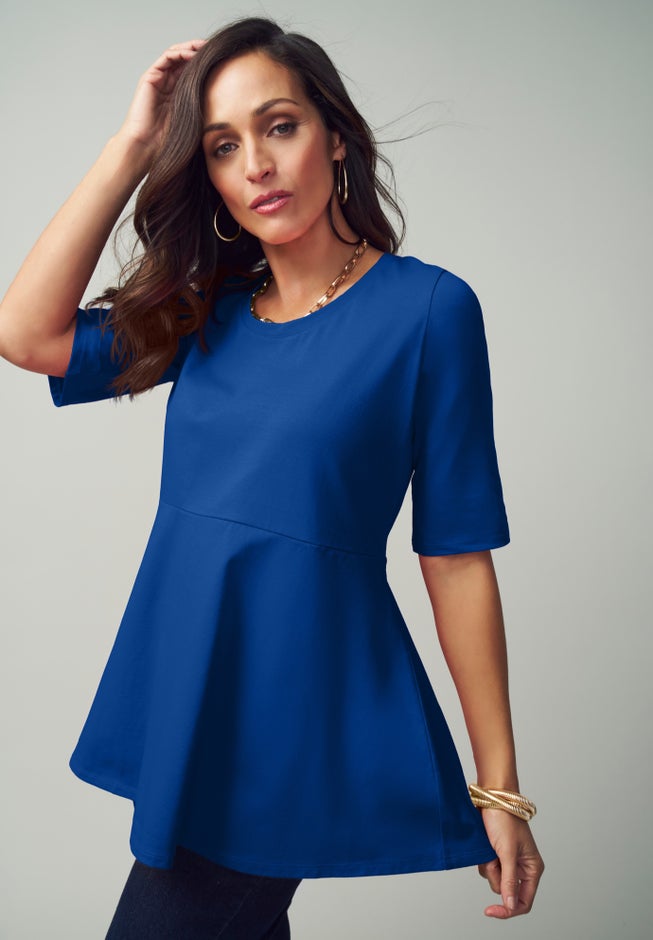 Stretch Cotton Peplum Tunic image number 0