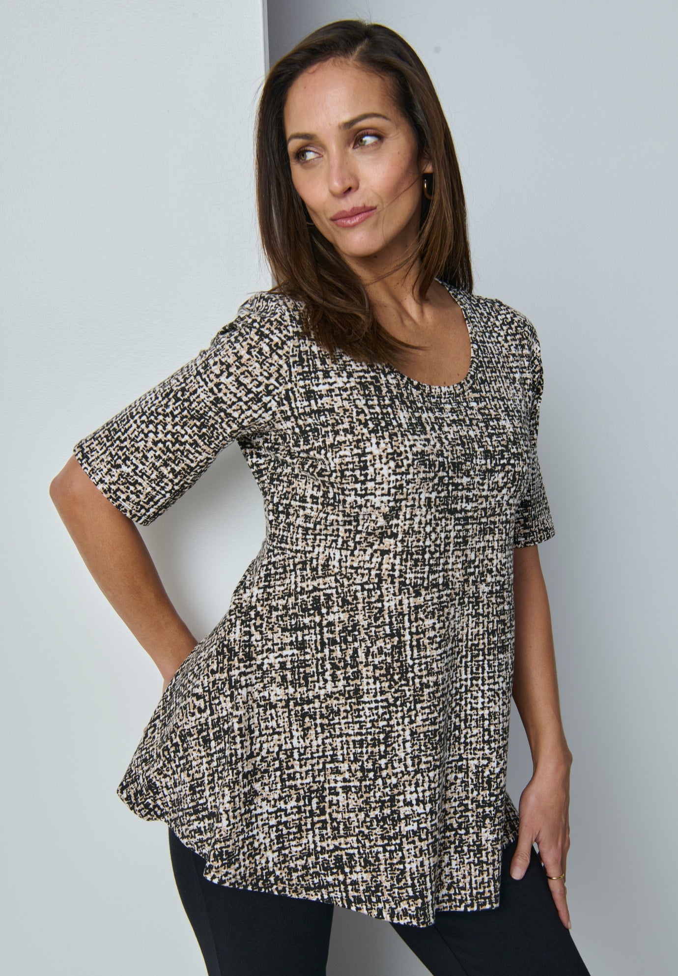 Stretch Cotton Peplum Tunic image number 0