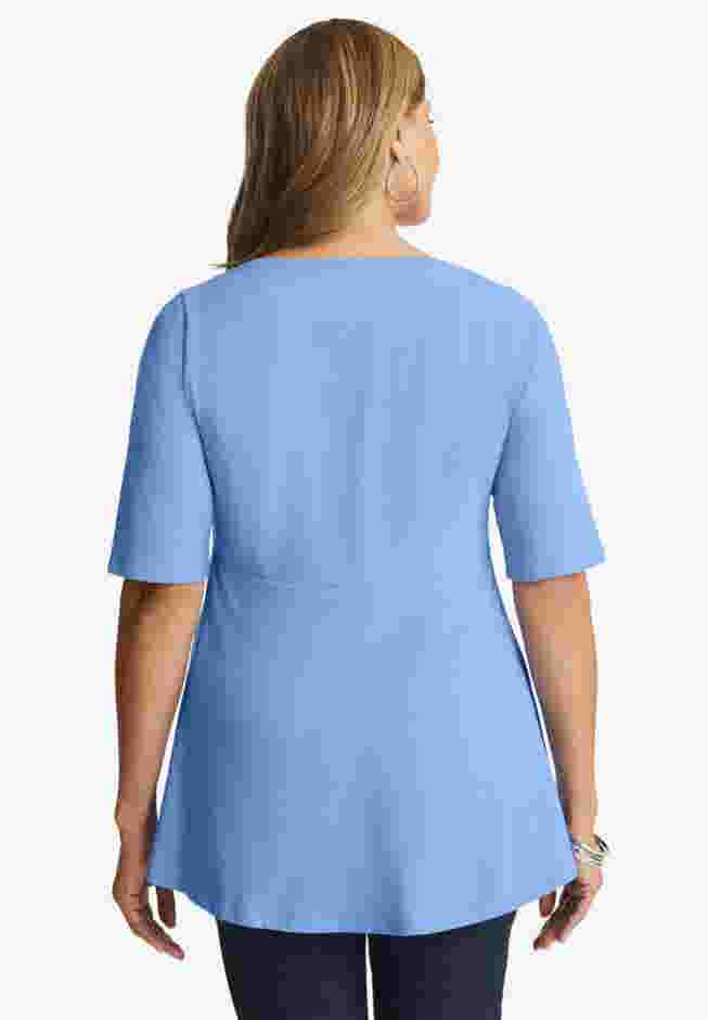 Stretch Cotton Peplum Tunic image number 1
