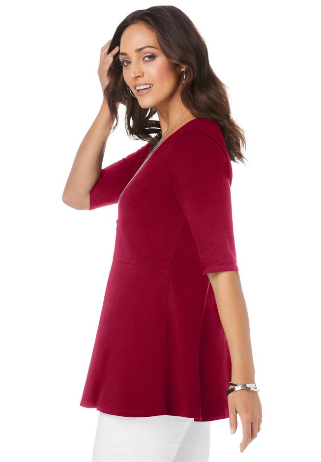 Stretch Cotton Peplum Tunic image number 1