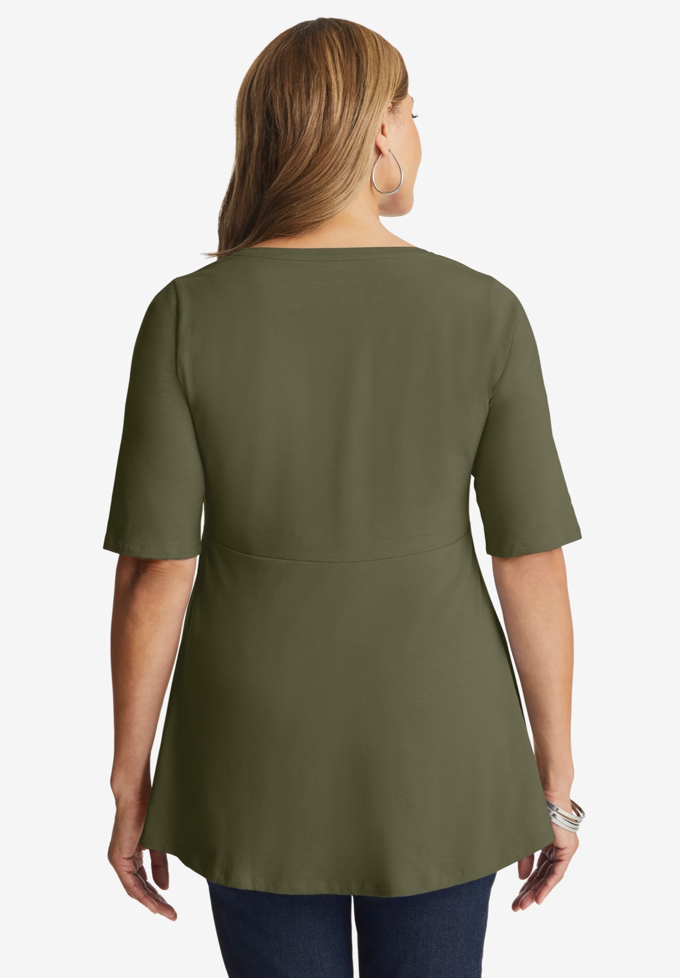 Stretch Cotton Peplum Tunic image number 2