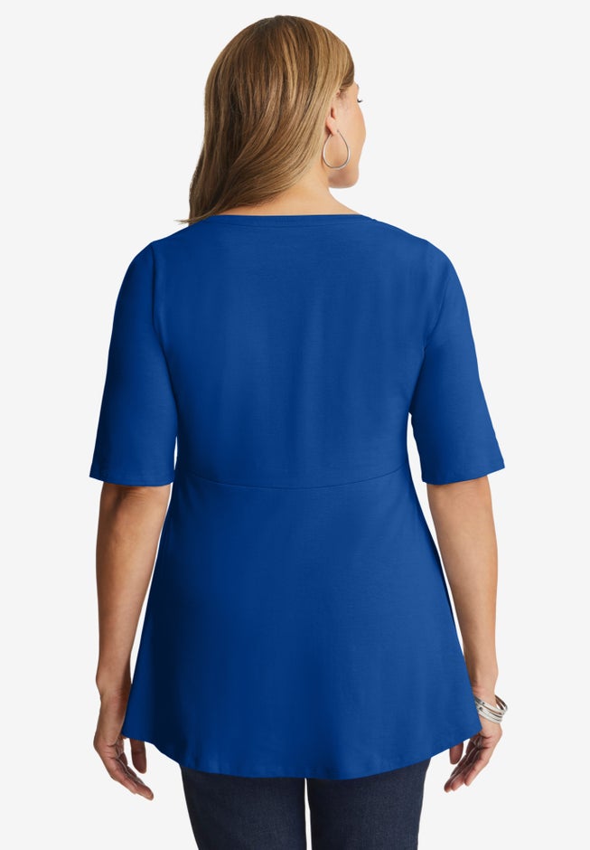 Stretch Cotton Peplum Tunic image number 3