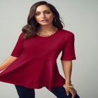 Stretch Cotton Peplum Tunic image number null