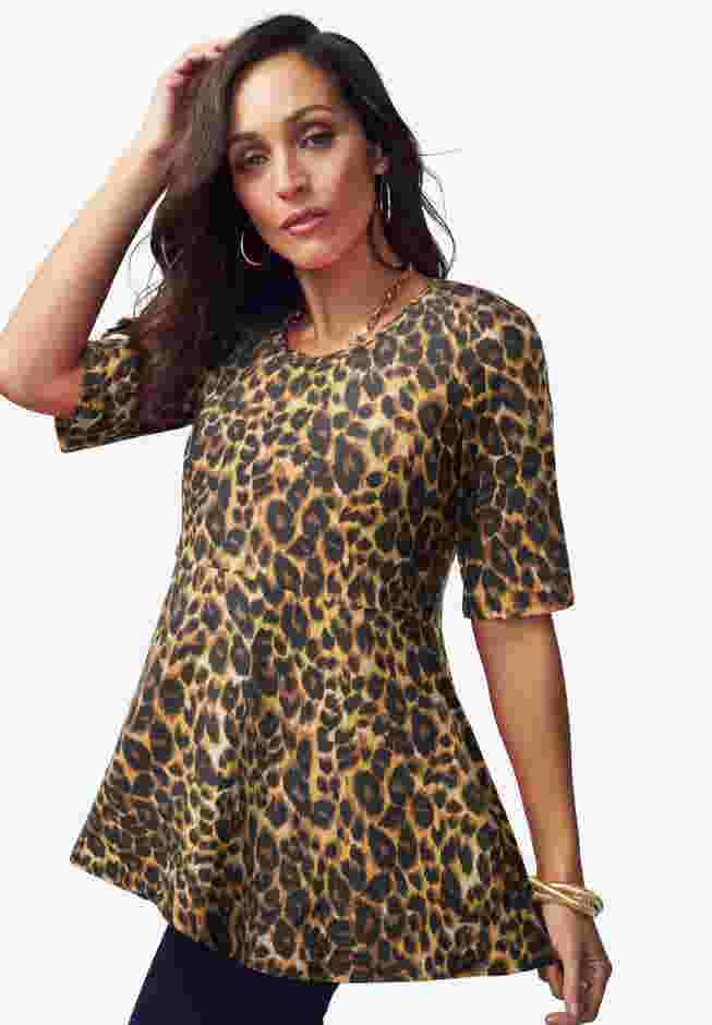 Stretch Cotton Peplum Tunic image number 0