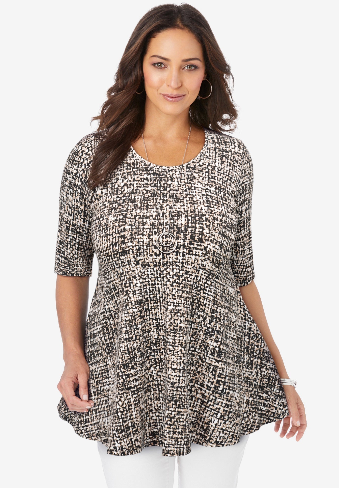 Stretch Cotton Peplum Tunic image number 1