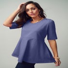 Stretch Cotton Peplum Tunic image number null