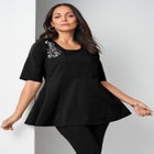 Stretch Cotton Peplum Tunic image number null