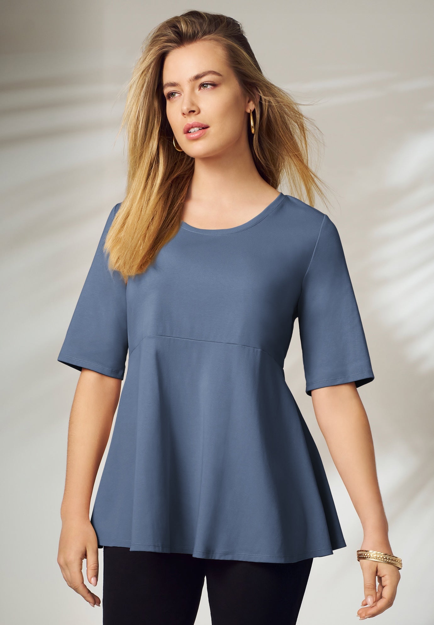 Stretch Cotton Peplum Tunic image number 0