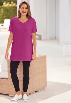 Perfect Short-Sleeve V-Neck Tunic