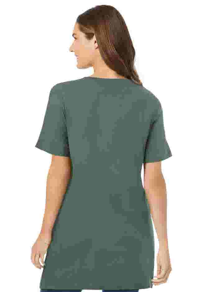 Perfect Short-Sleeve V-Neck Tunic image number 1