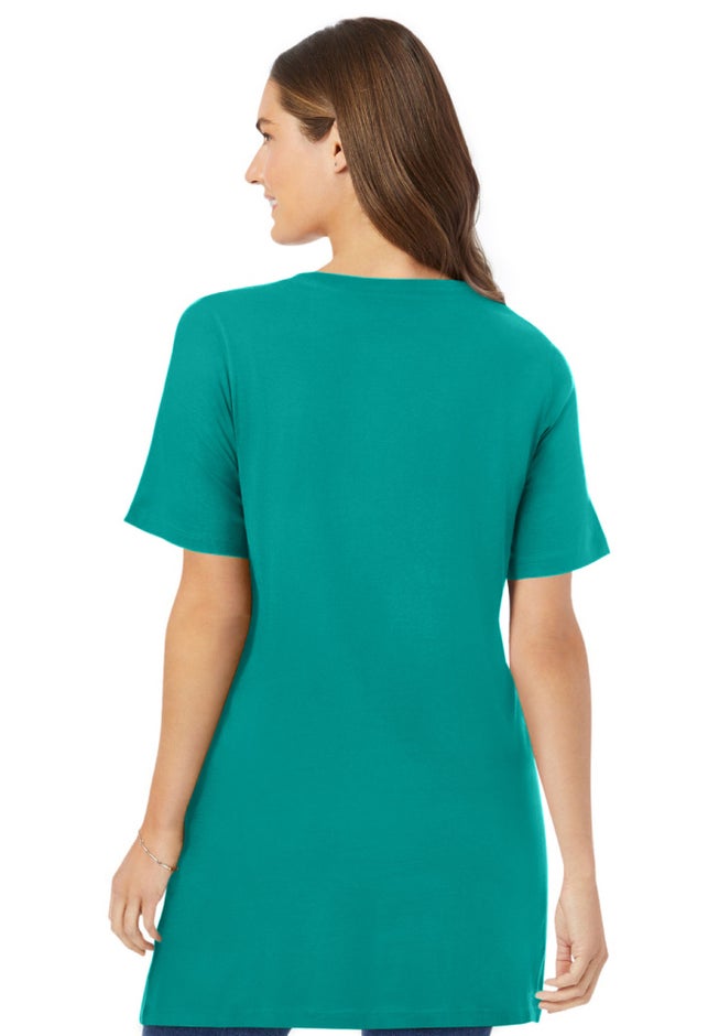 Perfect Short-Sleeve V-Neck Tunic image number 1