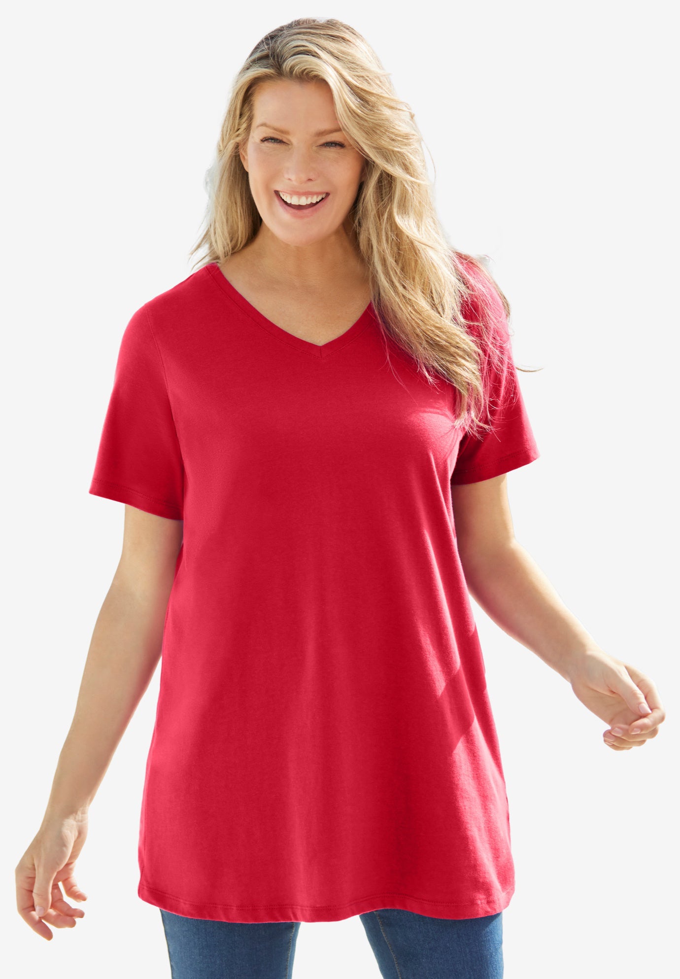 Perfect Short-Sleeve V-Neck Tunic image number 0