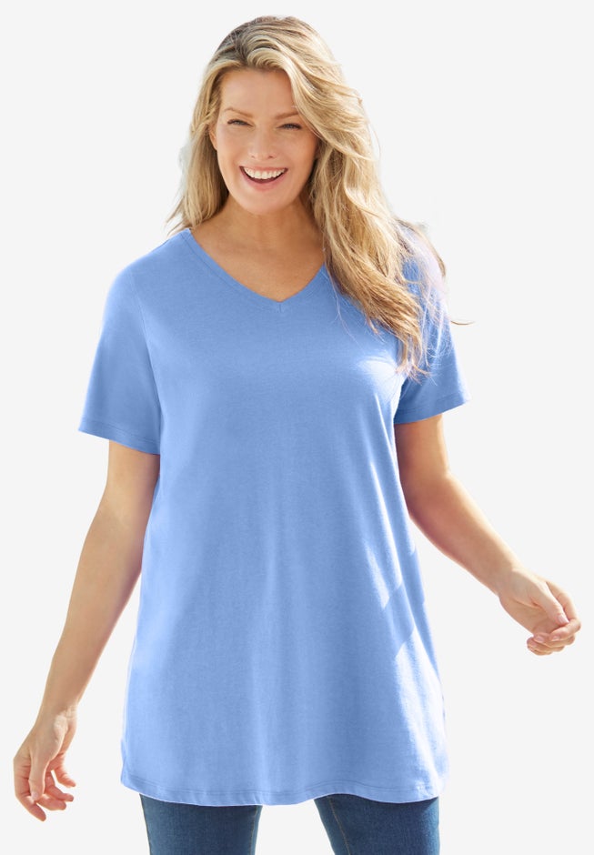 Perfect Short-Sleeve V-Neck Tunic image number 0