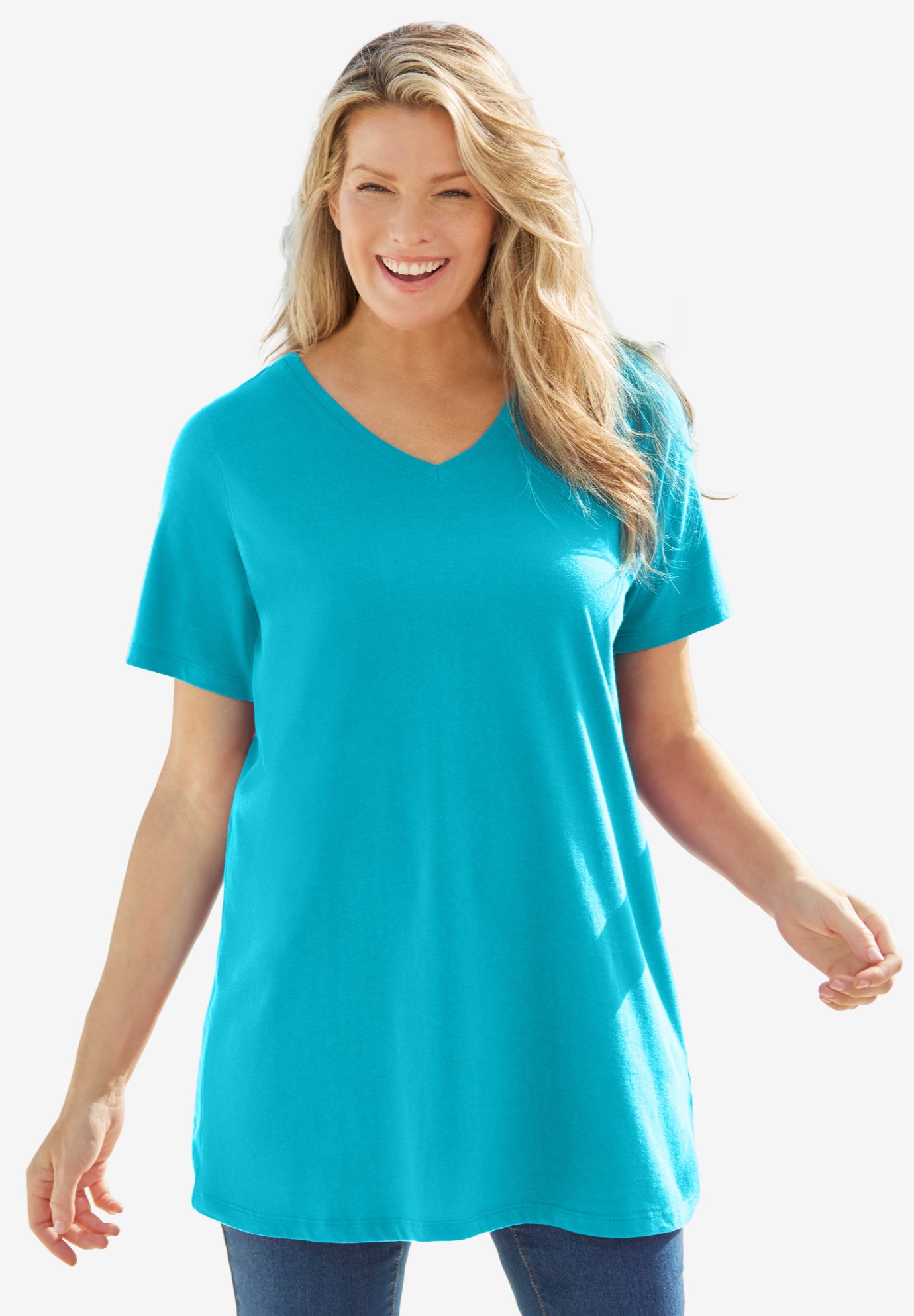 Perfect Short-Sleeve V-Neck Tunic image number 0